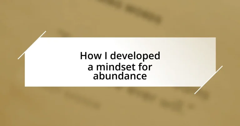 How I developed a mindset for abundance