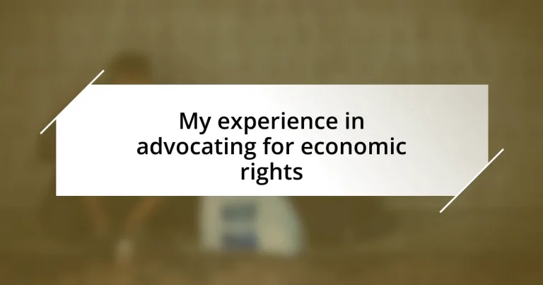 My experience in advocating for economic rights