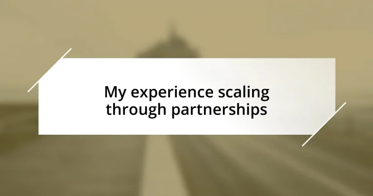 My experience scaling through partnerships