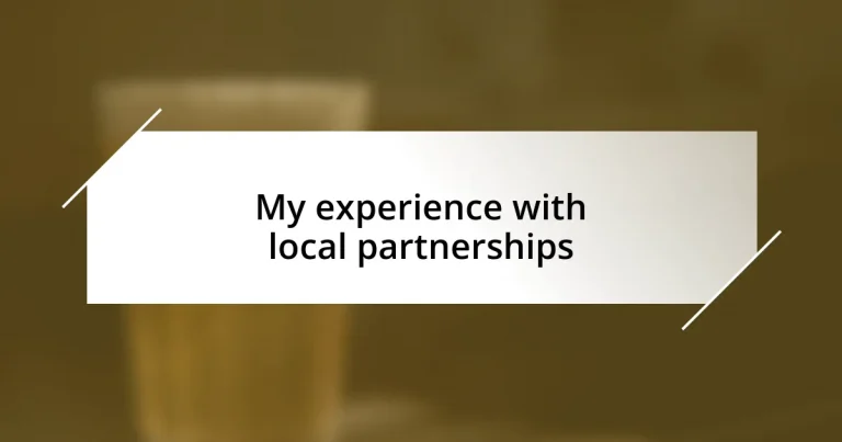 My experience with local partnerships