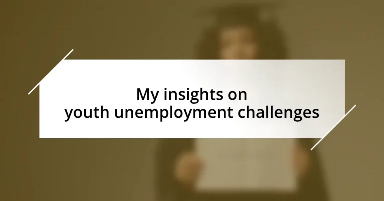 My insights on youth unemployment challenges