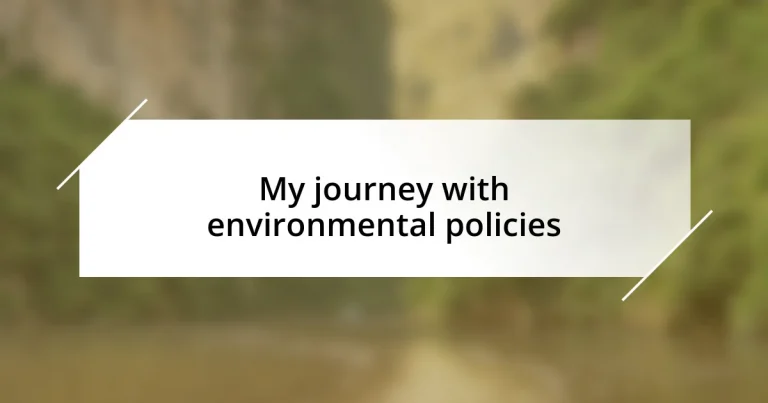 My journey with environmental policies