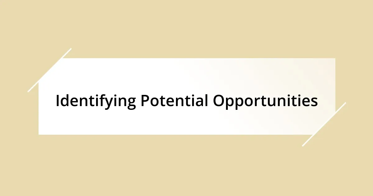 Identifying Potential Opportunities