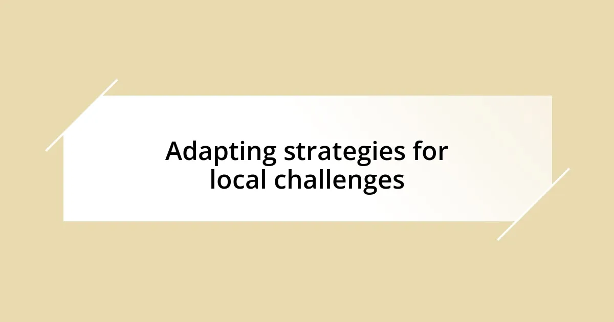 Adapting strategies for local challenges