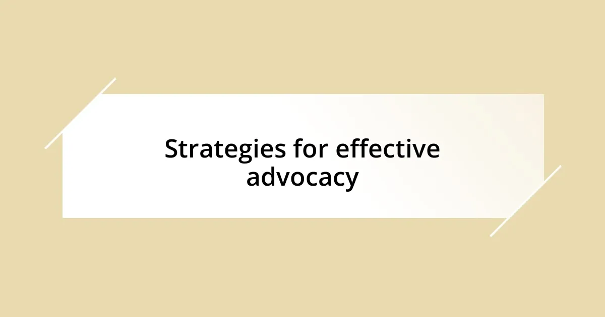 Strategies for effective advocacy