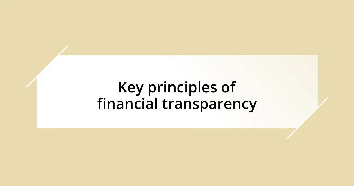 Key principles of financial transparency