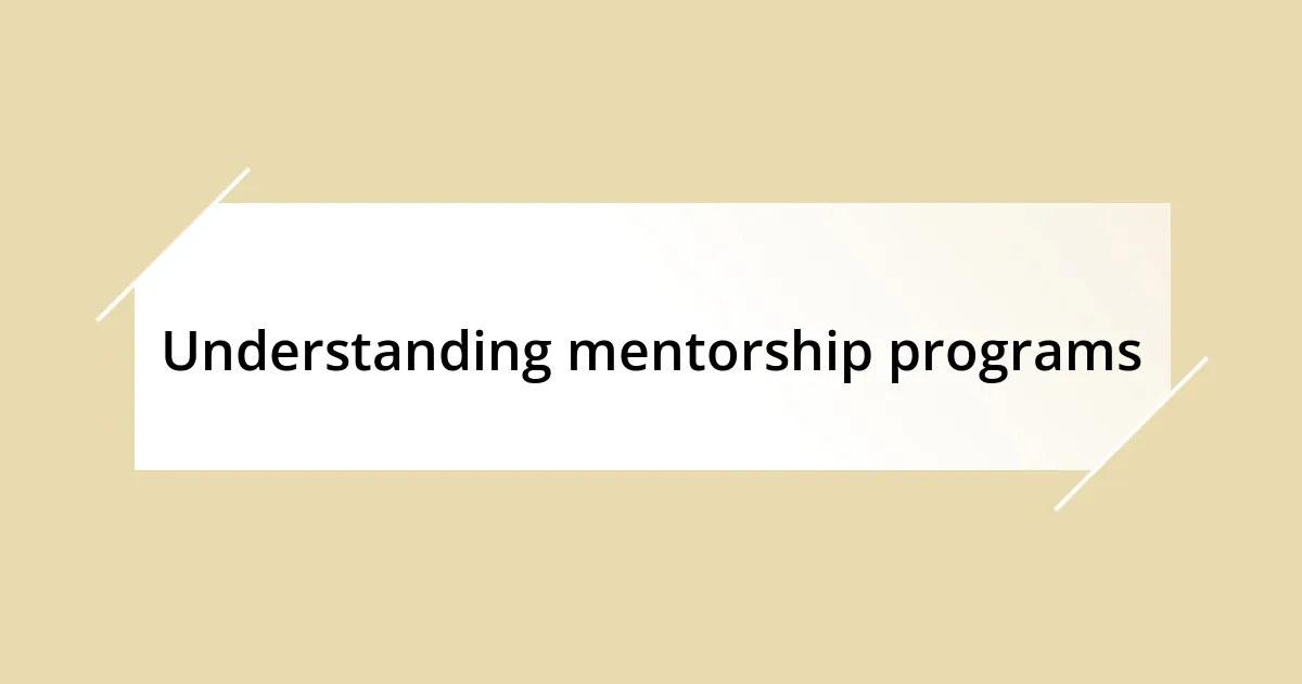 Understanding mentorship programs