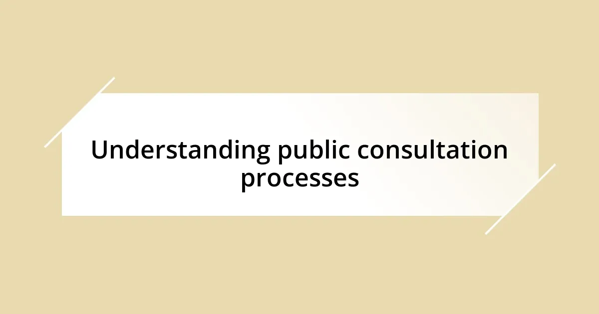 Understanding public consultation processes