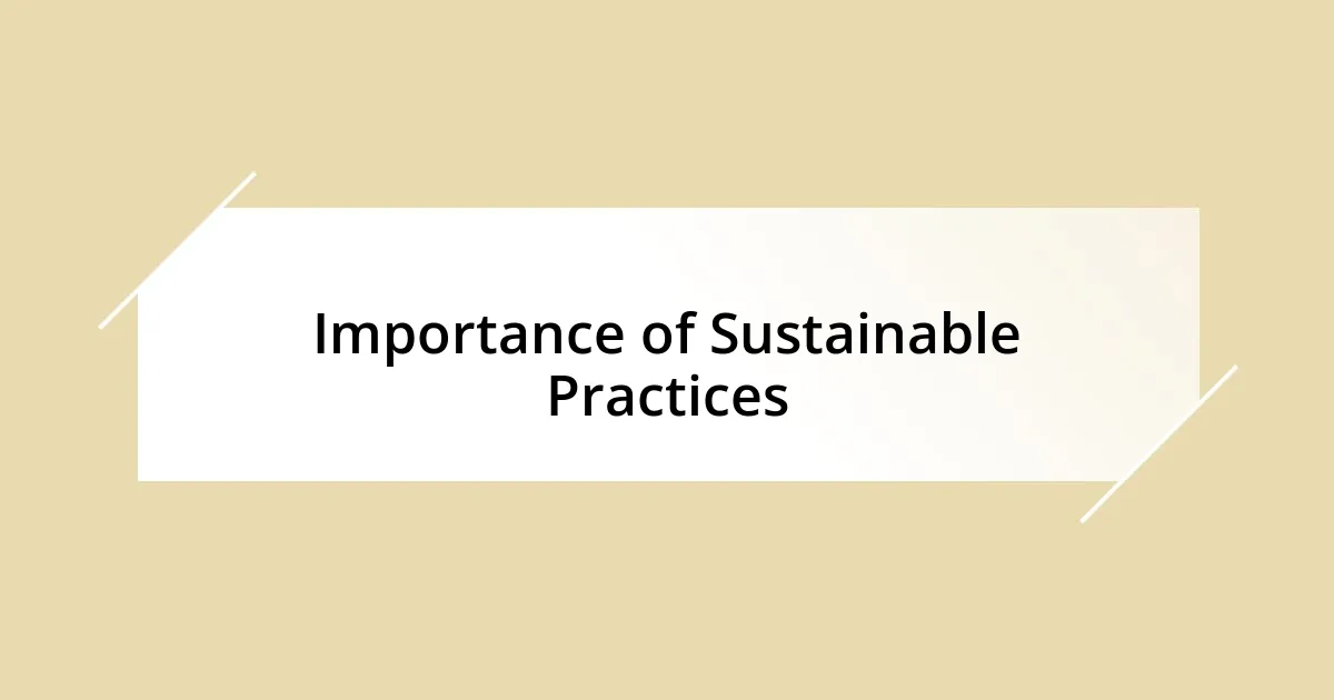 Importance of Sustainable Practices