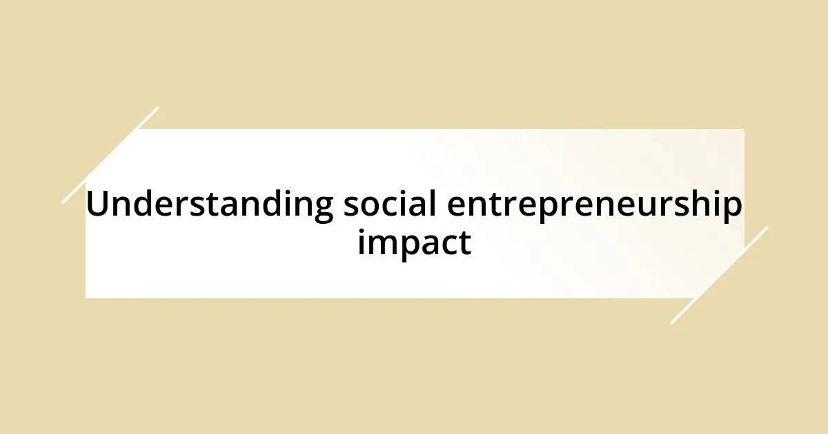 Understanding social entrepreneurship impact