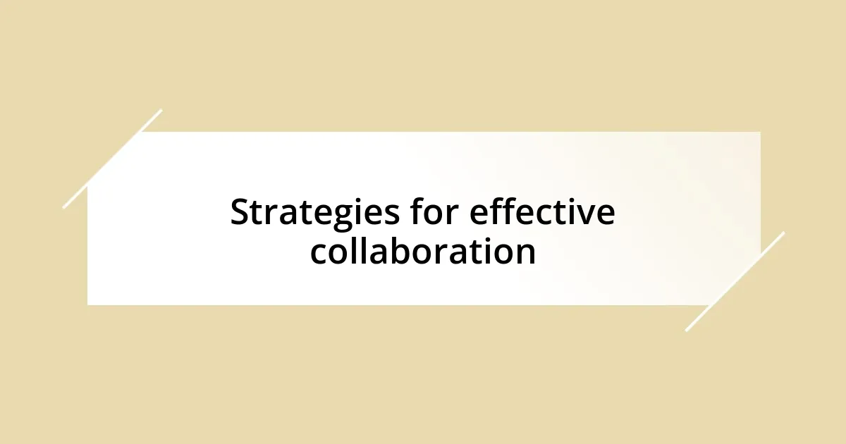 Strategies for effective collaboration