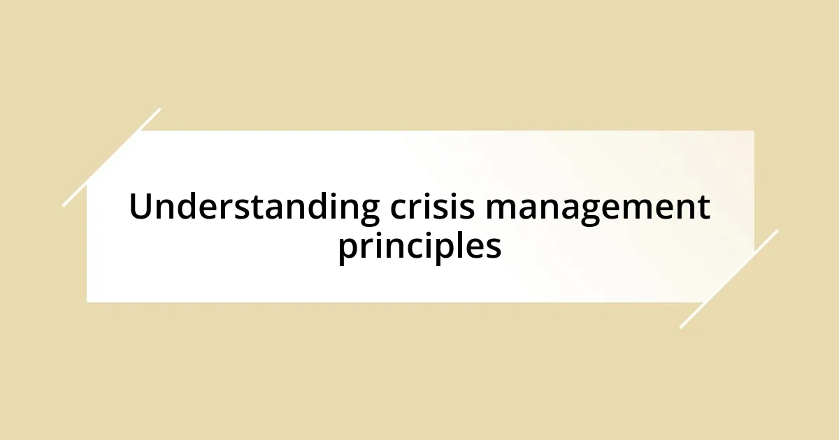 Understanding crisis management principles