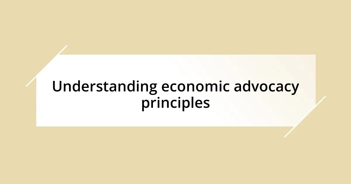 Understanding economic advocacy principles