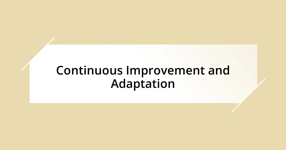 Continuous Improvement and Adaptation